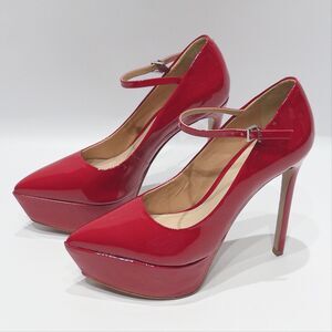 NWOB Schutz Shiny Red Patent Leather Point Toe Platform High Heels Women Size 7B